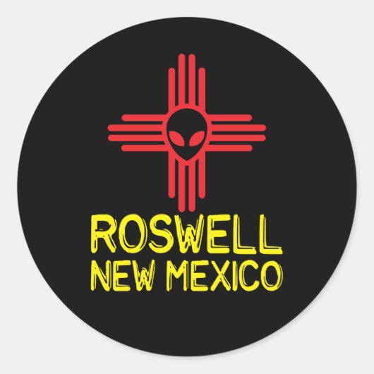 Roswell New Mexico Zia Alien Head Runder Aufkleber (Vorderseite)