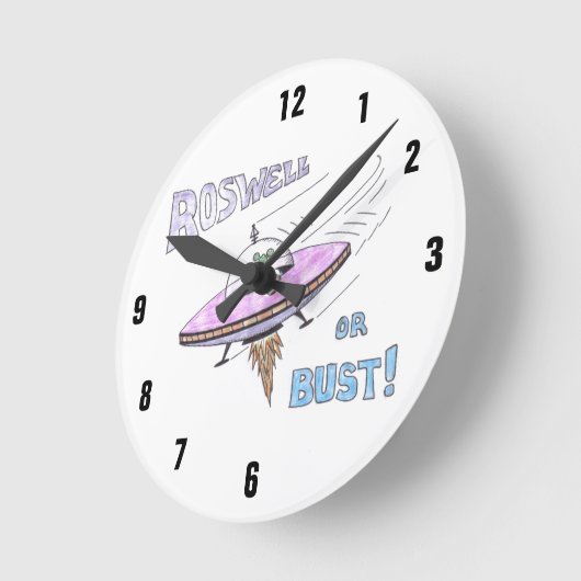 ROSWELL oder BUST! Runde Wanduhr (Winkel)