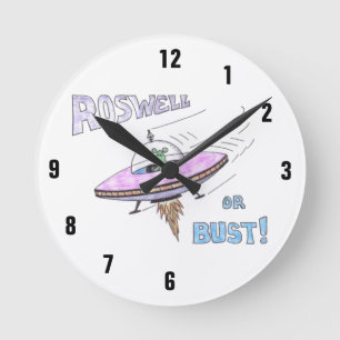 ROSWELL oder BUST! Runde Wanduhr