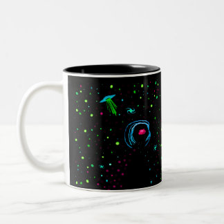 Roswell Spacewalk Wormhole, Aquamarines UFO mit TE Zweifarbige Tasse