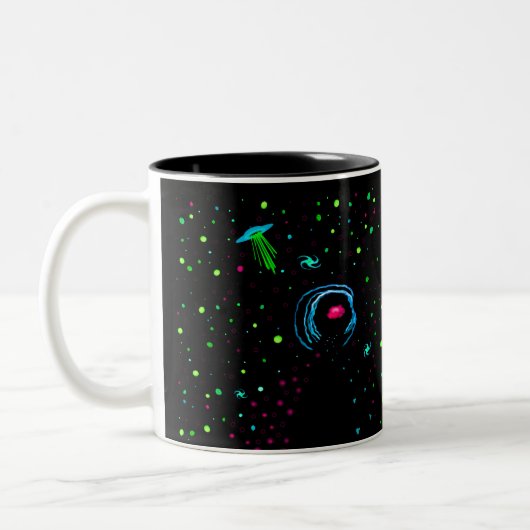 Roswell Spacewalk Wormhole, Aquamarines UFO mit TE Zweifarbige Tasse (Links)