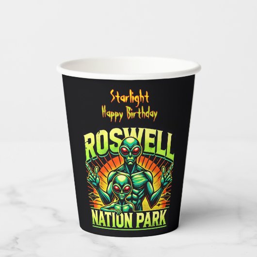 Roswells Alien Encounter Park wartet auf Sie! Pappbecher (Rückseite)