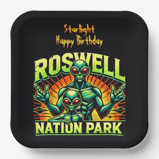 Roswells Alien Encounter Park wartet auf Sie! Pappteller (Vorderseite)