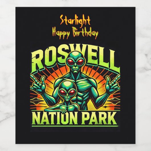 Roswells Alien Encounter Park wartet auf Sie! Weinetikett (Einzelnes Label)