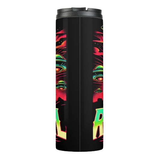 Roswells Alien Invasion Graphics Thermosbecher (Rückseite)