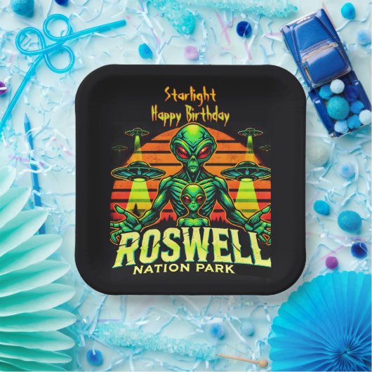 Roswell's Cosmic Getaway erwartet Sie! Pappteller (Party)