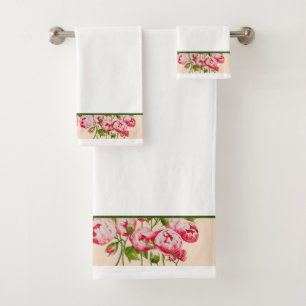 Rosy Abundance auf einem Badetuch-Set (B) Badhandtuch Set