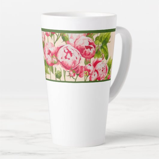 Rosy Abundance auf einer großen Latte-Tasse (B) Milchtasse (Rechte Ecke)