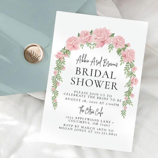 Rosy Arch Minimal Bridal Dusche Einladung