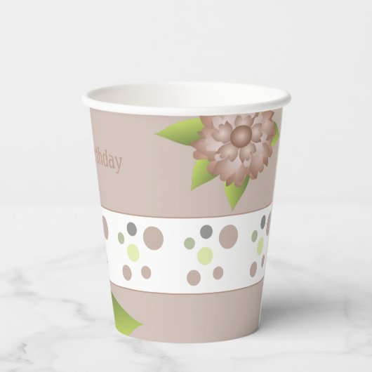 Rosy Beige Floral Pappbecher (Rückseite)