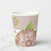 Rosy Beige Floral Pappbecher (Vorderseite)