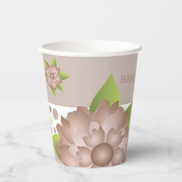 Rosy Beige Floral Pappbecher