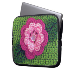 Rosy Blume Artisan Crochet Print Electronics Bag Laptopschutzhülle