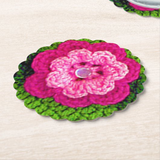 Rosy Blume Designer Crochet Print Extravagant wied Untersetzer (angewinkelt)