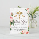 Rosy Blush Doctor Danke Karte (Stehend Vorderseite)