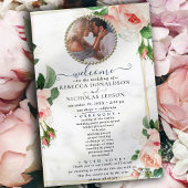 Rosy Blush Elegantes Foto Hochzeitsprogramm