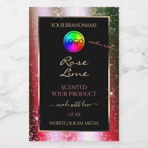 Rosy-Blush-Glitzer-Rahmen-Produktetikett mit Logo Lebensmitteletikett