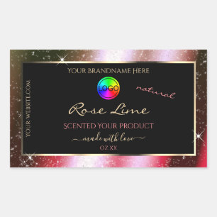 Rosy-Blush-Glitzer-Rahmen-Produktetikett mit Logo Rechteckiger Aufkleber