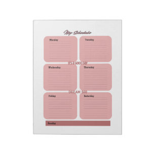 Rosy Blush Planer Wochenterminplan Notizblock