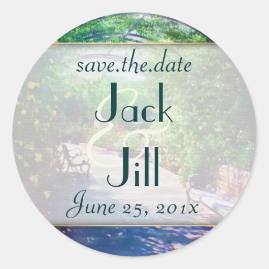 Rosy Bower WEDDING Save the Date Runder Aufkleber (Vorderseite)