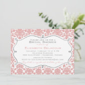 Rosy Brown Damask Muster Bridal Dusche Einladung (Stehend Vorderseite)