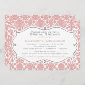 Rosy Brown Damask Muster Bridal Dusche Einladung (Vorne/Hinten)