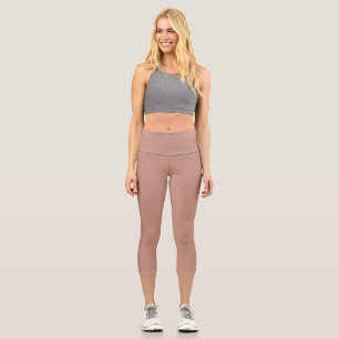 Rosy Brown Solid Schlicht Color Capri Leggings