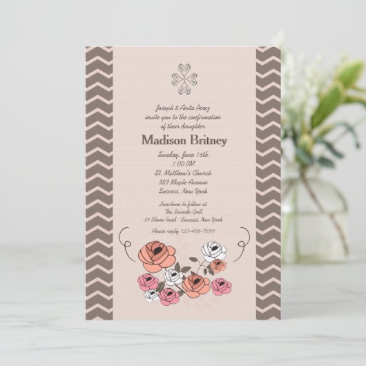 Rosy Bunch Einladung (Stehend Vorderseite)