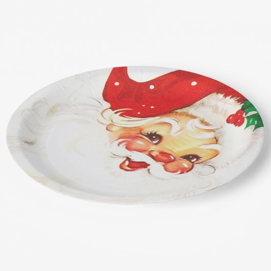 Rosy Cheeked lächelnd Vintag Santa  Pappteller (Schrägansicht)