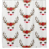 Rosy Cheeks Gold Eyes Floral Reindeer Holiday Duschvorhang (Vorderseite)