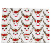 Rosy Cheeks Gold Eyes Floral Reindeer Holiday Große Geschenktüte (Rückseite)