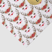 Rosy Cheeks Gold Eyes Floral Reindeer Holiday Seidenpapier (Ausschnitt)