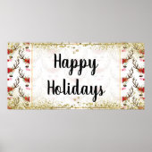 Rosy Cheeks Gold Eyes Floral Reindeer Party Banner Poster (Vorne)