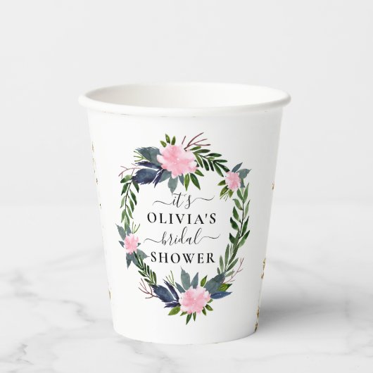 Rosy Eucalyptus Brautparty Paper Cups Pappbecher (Vorderseite)