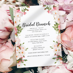Rosy Floral Chic Bridal Brunch Menü Menükarte