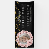 Rosy Floral Custom Foto Retirement Party Banner (Vertikal)