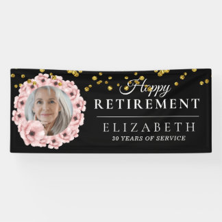Rosy Floral Custom Foto Retirement Party Banner