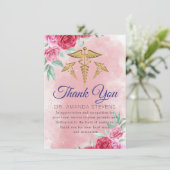 Rosy Floral Doctor | Krankenversicherung Dankeschö Dankeskarte (Stehend Vorderseite)