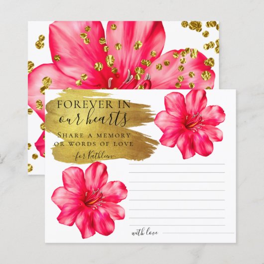 Rosy Floral Share a Memory Beerdigung Card (Vorne/Hinten)