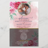 Rosy Floral Wedding Program (Vorderseite)