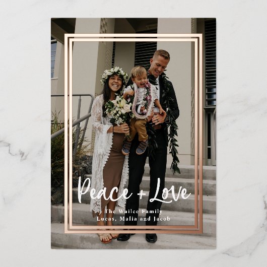 Rosy Frame Weihnachtskarte Folien Feiertagskarte (Vorderseite)