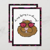 Rosy Glasses Optimistic Groundhog Feiertagspostkarte (Vorne/Hinten)