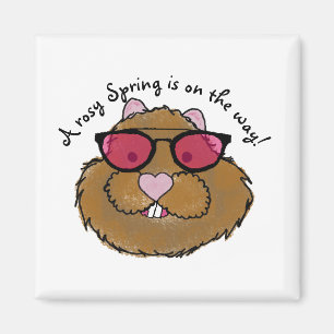 Rosy Glasses Optimistic Groundhog Magnet