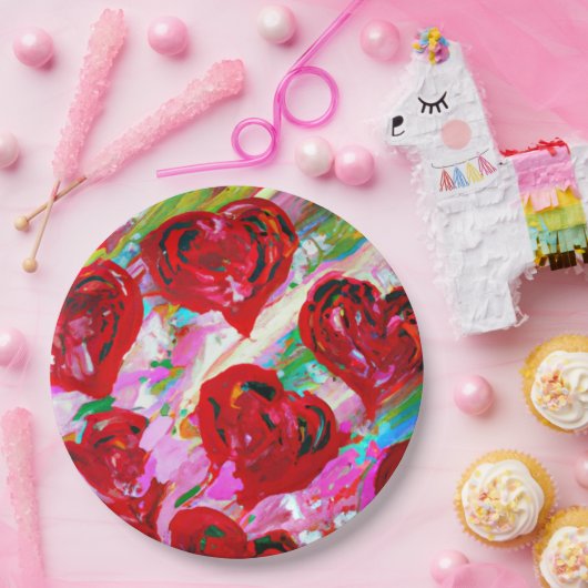 Rosy Hearts Pappteller (Party)