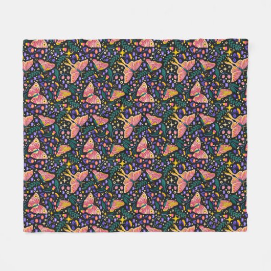 Rosy Maple Moth Blanket Fleecedecke (Vorderseite (Horizontal))