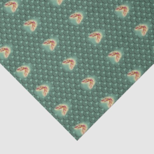 Rosy Maple Moth geometrisches aquamarines Gewebepa Seidenpapier (Ausschnitt)