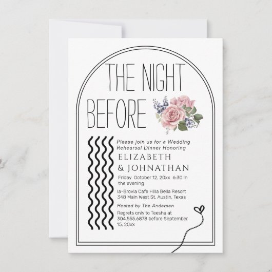 Rosy Minimal Script die Nacht vor der Einladung (Vorderseite)