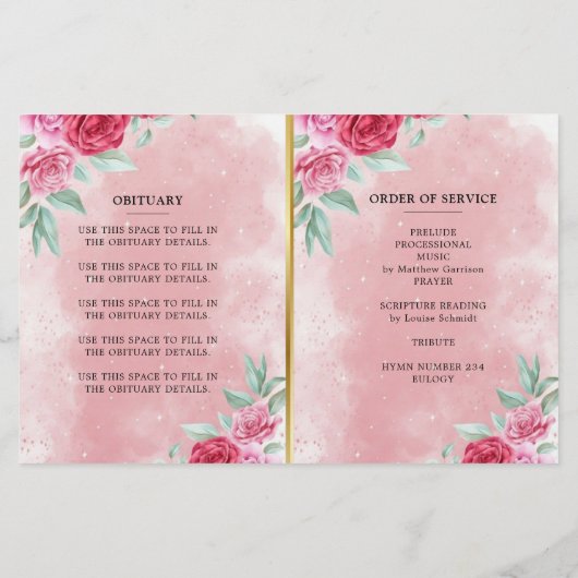 Rosy Modern Celebration of Life Program (Rückseite)