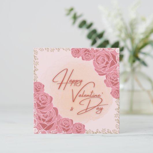 Rosy pattern Valentine's card (Stehend Vorderseite)