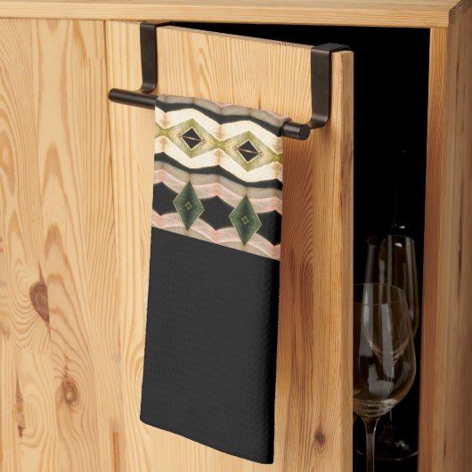 Rosy Pink Black und Taupe Geschirrtuch (Drittel gefaltet)